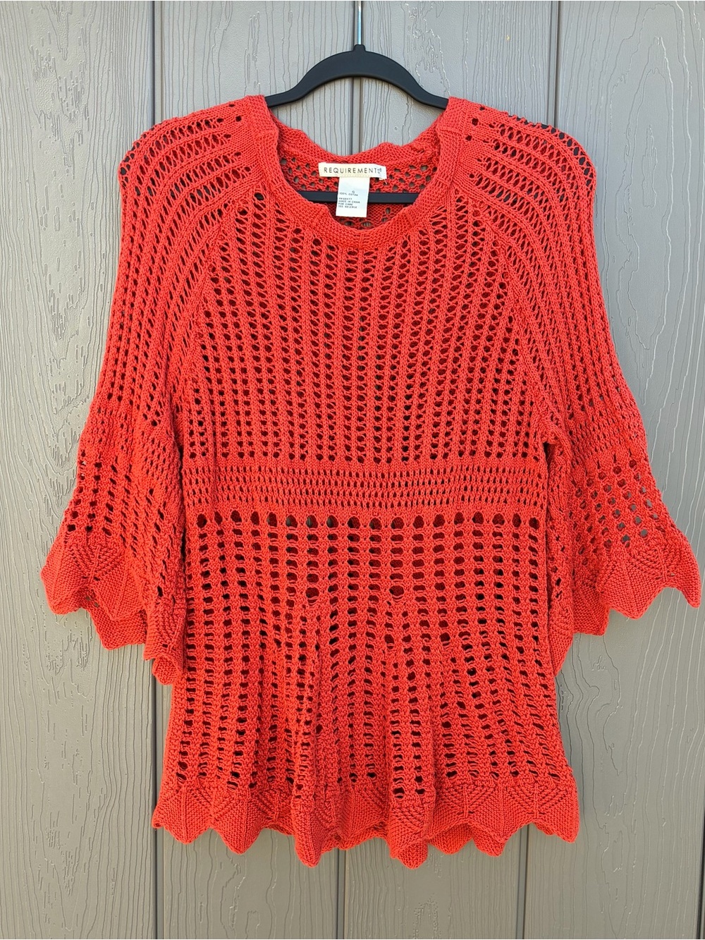 Boho Witchy Granola Goblin Open Stitch Crochet Sweater Top Bell Sleeve Small Y2K